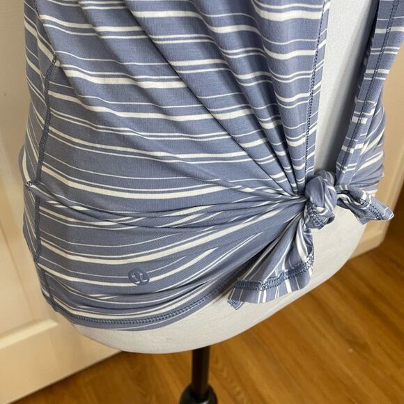 Lululemon All Tied Up Tank Cut Back Stripe Tempest Blue White - Picture 4 of 9